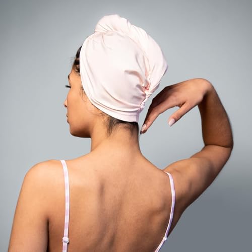 2 Pack T-Shirt Hair Plopping Towel for All Textures - Cotton Blend Water Absorption Turban with Secure Button - Moisture Gentle Styling and Setting Wrap - Sage & Pink - Image 5