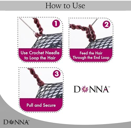 DONNA Crochet Wig Cap With Large Hole and Combs - Hair Accessories and Hair Bonnet for Sleeping, 1PC XL SIZE - Image 6