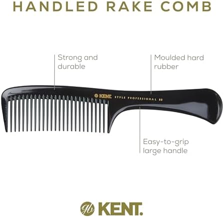 Kent SPC83 Black Salon-Style Barber Comb and Dressing Cutting Detangler with Wide Teeth - Professional Barber Wide Tooth Comb for Styling for Medium and Thick. Ergonomic Grip for Daily Use. - Image 4