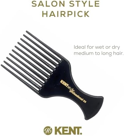 Kent SPC86 Black Salon-Style Professional Pick and Barber Comb - Afro Parting Comb for the Care of Curly and Thick Hair - Sleek style comb,Anti-Fatigue with a Rubberized Professional Finish - Image 5