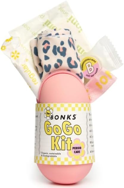 Bonks GoGo Kit - Emergency Period Kit - Portable Menstrual Pouch for Women & Teens - Essential Women's Travel Kit - Includes Tampon, Pantyliner, Underwear & More - Female Hygiene Care by BONKS