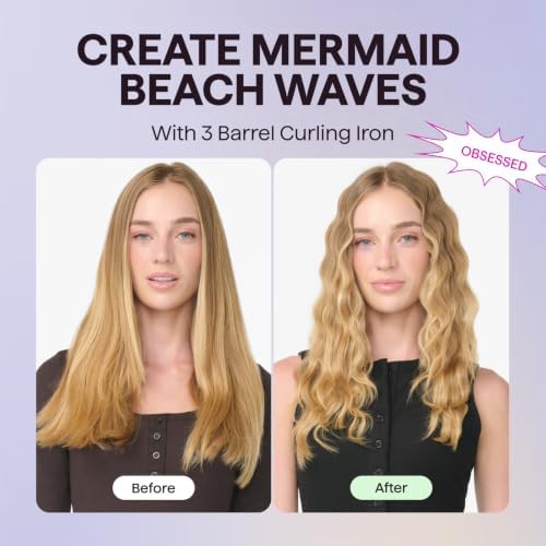 Wavytalk 5 in 1 Curling Wand Set, 0.5-1.25" Barrels& Thermal Brush& Crimper - Image 3