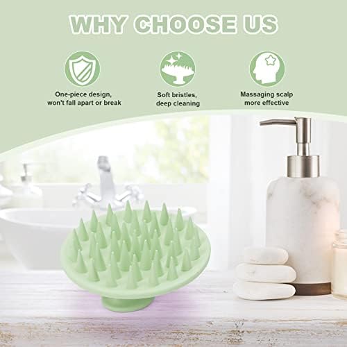Meartchy Silicone Scalp Massager Shampoo Brush, Scalp Scrubber for Hair Growth (Grass Green) - Image 6