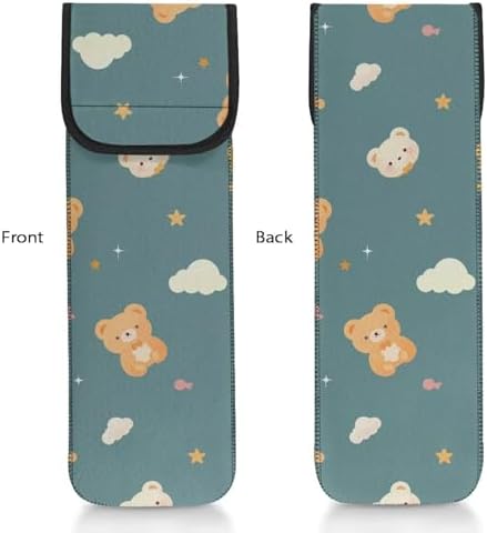Hair Flat Iron Case Holder Canvas Bag Heat Resistant Curling Iron Silicone Straightener Holder Mat for Hair Tools Curling Iron Organizer Bag Bear - Image 2