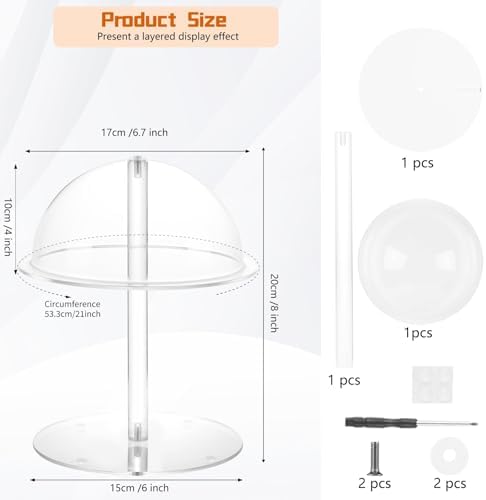 Acrylic Hat Display Stand, 8'' Clear Domed Baseball Cap Rack - Image 2