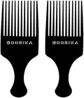 Boorika Afro Hair Pick Comb for Women & Men, 7.5 In Smooth Sturdy Wide Tooth for Detangling & Styling - Pack of 2 by Boorika