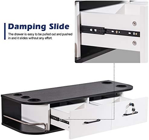 BarberPub Wall Mount Styling Station with Lockable Drawer(Black&White) - Image 7