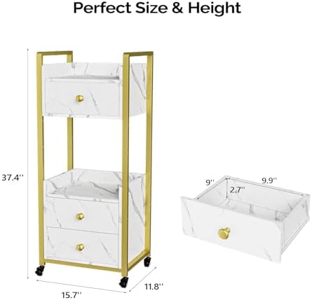 OmySalon Salon Trolley Cart with Wheels, Esthetician Cart with 3 Drawers & 2 Trays, Mobile Storage Organizer for Beauty Spa Massage Tattoo Esthetic Facial Tool Holder Station, White Marble - Image 7