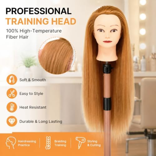 Mannequin Head with Hair 26-28" Doll Head for Hair Styling, Blonde - Image 2