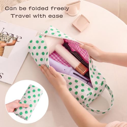 RSRSLEII Polka Dot Hair Tools Travel Bag,Hair Styling Accessories Storage Case for Shark FlexStyle,Dyson Airwrap Hair Dryer,Curling Iron,Straightener,Revlon Hair Tools,Portable&Foldable(25Green&White) - Image 4
