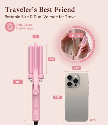 Farery Mini Hair Waver, 1/2 Inch 3 Barrel Curling Iron for Short Hair - Image 4