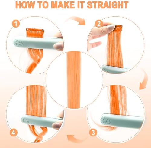 10 Pcs Orange Clip-In Curly Wavy Natural Synthetic Hair Extensions 17 Inch - Image 7