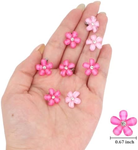 YISSION 20Pcs Pink Hot Pink Mini Flower Hair Clips Women Wedding - Image 6
