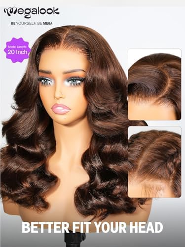 6x5 Chocolate Brown Body Wave Glueless Wigs Human Hair 20Inch - Image 2