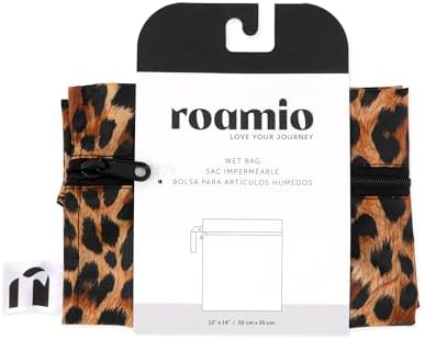 Bumkins Roamio Waterproof Wet Bag for Baby, Travel, Swim Suit, Cloth Diapers, Pump Parts, Pool, Beach, Gym Clothes, Toiletry, Hook to Stroller, Daycare, Zip Reusable Wetdry Pack Pouch, Leopard Print - Image 6