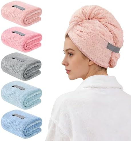 MAGO FAMILY MAGIC Microfiber Hair Towel Wrap 1 Pack, 42" x 27" Super Absorbent Hair Turbans with Elastic Band, Anti-Frizz Quick Dry Hair Drying Towel for Women Long, Thick, Curly Hair Care (Blue) by Unknown