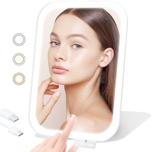 Travel Makeup Mirror, Portable Rechargeable Mirror with Lights by TREASO
