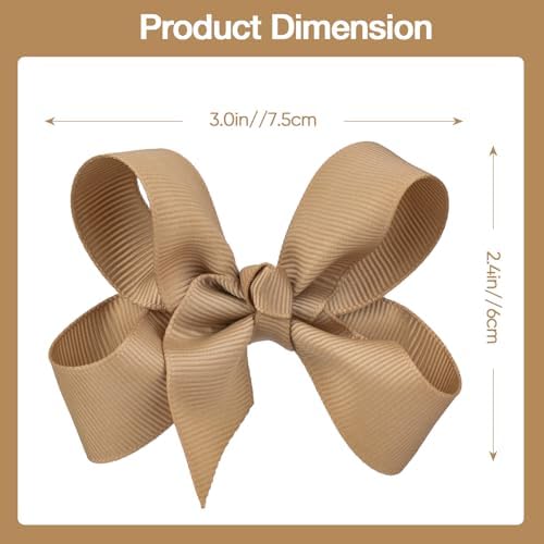 3 Inch Latte Hair Bow Clips for Girls - Set of 2 - Image 3