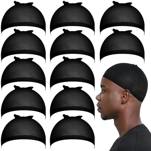Fandamei 12PCS Black Wig Cap for Men, Hair Stocking Cap, Nylon Wig Caps Black, Hair Net for Men, Stretchy, Natural, Lightweight Wave Caps by FANDAMEI