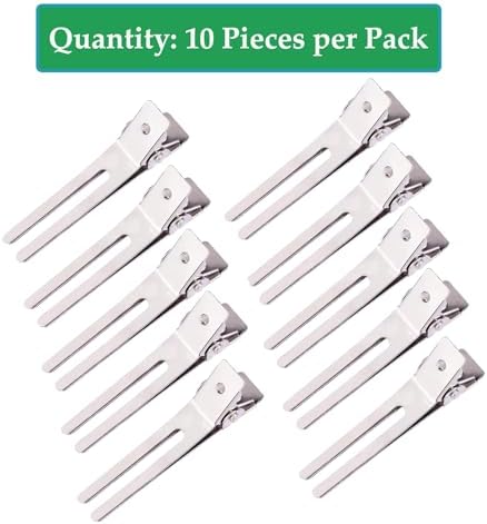 10 Pack Double Prong Pin Curl Hair Clips, Silver, 1.8" - Image 3
