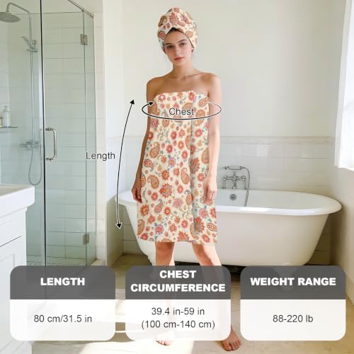 Absorbent Bath Towel Wrap Set (32 X 60In), Paisleys Print Towel Wrap - Image 2