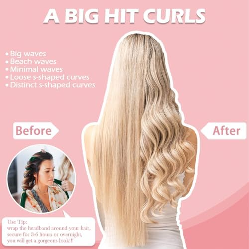 Heatless Curls Overnight Headband, 70'' No Heat Hair Curlers with Hair Bonnet for Sleeping, Wine Red - Image 3