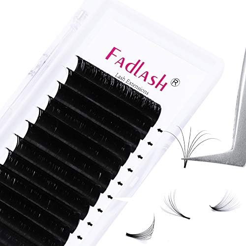 Lash Extensions C Curl 0.07 16mm Self Fanning Lashes Black Easy Fans Eyelash Extensions Supplies (0.07-C, 16mm) by FADLASH