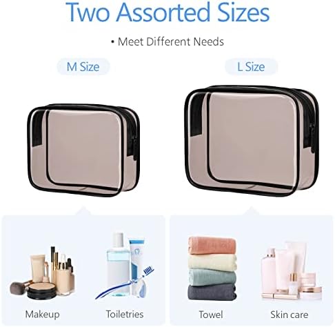 PACKISM Clear Makeup Bag Travel - TSA Approved Toiletry Bag, 2 Black Brown - Image 3