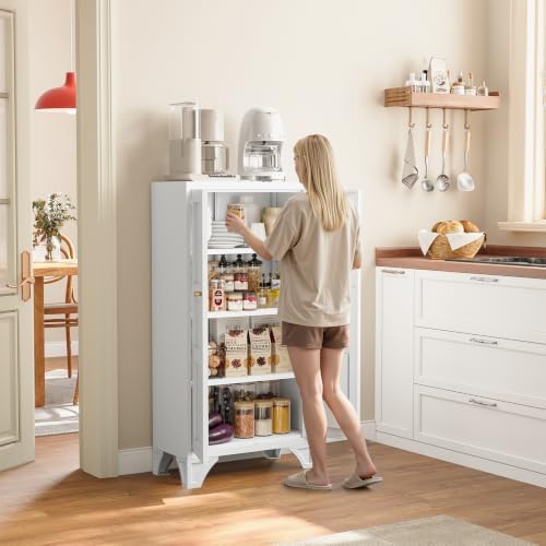 47" Kitche Pantry Metal Storage Cabinet with Doors and 3 Adjustable Shelves - Image 4