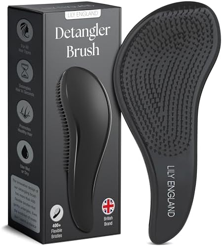 Hair Brush & Beard Detangler Brush - Unisex Detangling Brush for Men, Black by LilyEngland