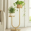 Bamworld Indoor Corner Plant Stands 2 Tier Plant Shelf Gold by Bamworld