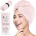 Lili&James 100% Cotton Hair Towel Wrap for Women/Kids | Quick Dry, Soft & Absorbent 420-GSM Hair Wrap Towels with Double Button | Anti Frizz, Non Microfiber Hair Turbans for Curly, Long Hair (Pink) by LiliJames