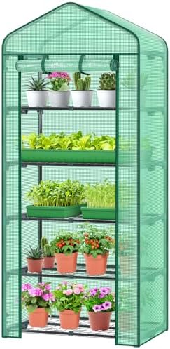Ohuhu 5 Tier Mini Greenhouse for Indoor Outdoor, Durable PE Cover, Seedling by Ohuhu