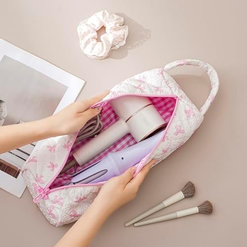 RSRSLEII Quilted Hair Tools Travel Bag with Bow Pattern, Portable&Foldable - Image 6