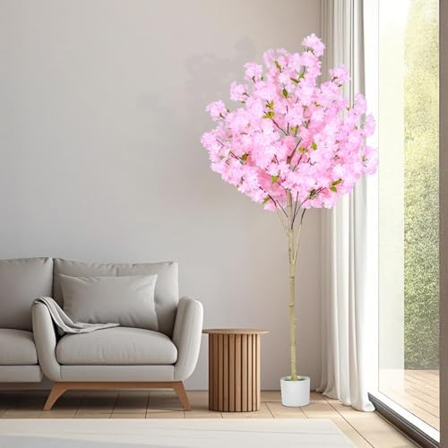 6FT Artificial Cherry Blossom Tree,Tall Fake Flower Tree with Realistic Pink Sakura in Nursery Pot,Blooming Fake Plants for Living Room,Bedroom,Office,Indoor/Outdoor Decor - Image 5