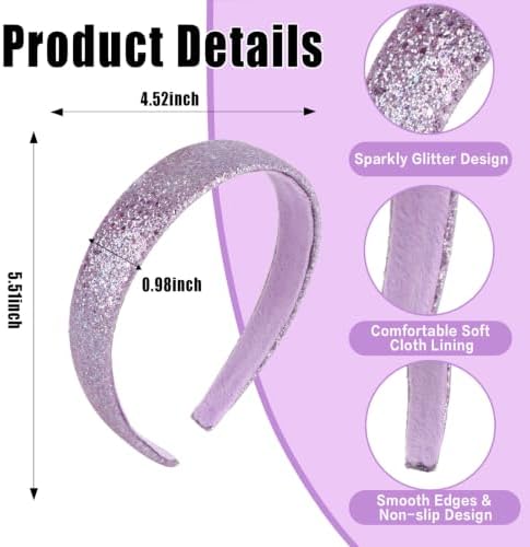 Headbands for Girls, 3 Pack Sparkly Glitter Toddler Girls Headbands - Image 2