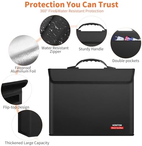 Hontom 6400℉ Fireproof Document Bag with 2 Pockets - Image 6