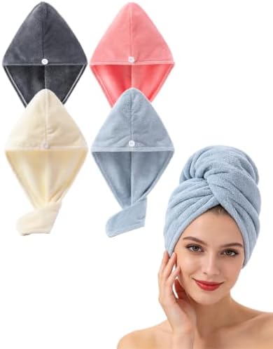 Lumimi Microfiber Hair Towel Wrap 4 Pack for Women, 4 Colors A by Lumimi