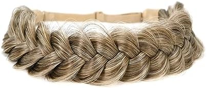 Synthetic Hair Braided Headband Classic Wide Strands Wedding Disorderly Fluffy Braids Wig Band Women Beauty Accessory by TOECWEGR