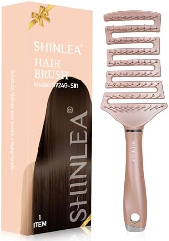 SHINLEA Detangling Brush for Curly Hair, Vented Curved Detangler Brush Faster Blow Drying, Wet Dry Hair Brush for Thick Wavy Fine Hair, Hairbrush for Women Men Kids by SHINLEA