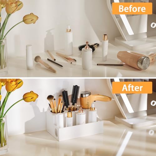 Countertop Hair Tool Organizer White Acrylic Holder for Vanity - Image 3