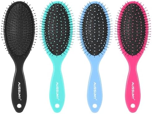 4 Pack Detangling Hair Brush - Air Cushion Detangler Hairbrush with Ultra Soft Bristles for Effortless Tangle Removal For Wet Dry Damaged Curly Fragile Hair for Women Men Boys Girls Adult Kids by Aussumy