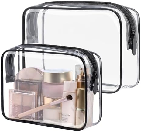 PACKISM Clear Makeup Bag for Travel - TSA Approved Toiletry Bag, 2 Black by Packism