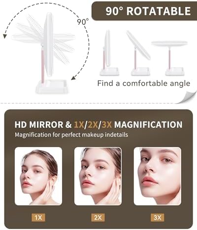 BERTHALESS Makeup Mirror Vanity Mirror with Lights, 1X 2X 3X Magnification - Image 5