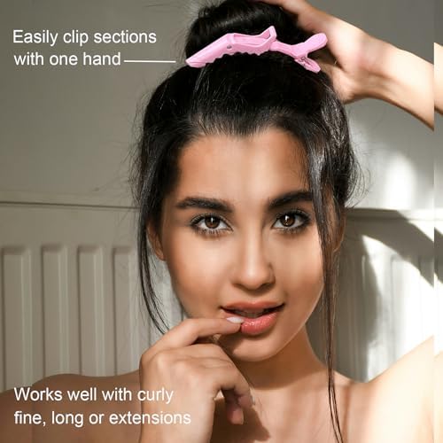 100 Pcs Alligator Hair Clip for Styling Sectioning - Salon Hair Clip for Thick Hair, Plastic Hair Styling Clip with Wide Teeth & Double-Hinged Design (Pink) - Image 4
