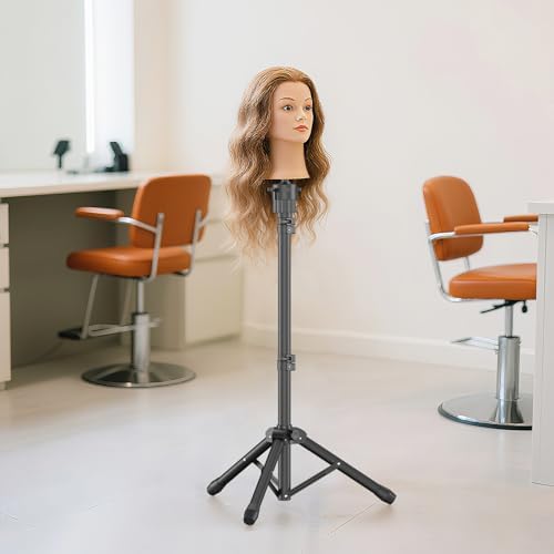 Wig Stand Tripod, 50 Inch Adjustable Mannequin Head Stand, Wig Head Stand for Cosmetology, Hairdressing Training - Includes T-Pins, Comb, Hair Clips & Carrying Bag (Head Not Included) - Image 2