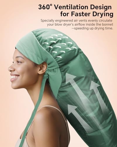 Boloye Hair Dryer Bonnet Attachment – 28.5" XL Hooded Dryer Cap for Faster Drying & Deep Conditioning, Extra-Large Space Fits Thick, Curly Hair & Styling Tools (Green, Extra Large) - Image 3