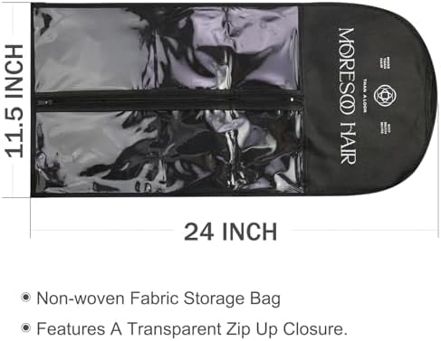 Moresoo Hair Extension Storage Bag with Hanger, Black - Image 3