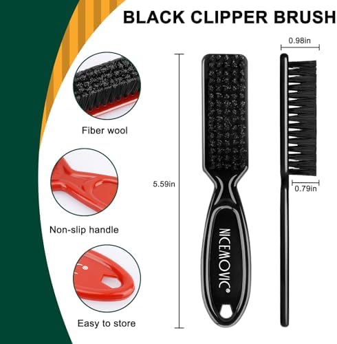 NICEMOVIC Barber Clipper Cleaning Brushes, 10 Pcs Plastic Handle Nylon Bristles, Anti-Slip Handle Mini Brush Bulk Set, Duster Manicure Brush for Hair Styling Tools, Kitchen Sink, Shoes (Black&Red) - Image 2