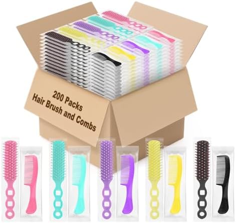 200 Hair Brush and Combs Bulk Individually Wrapped Disposable Hair Combs by skourvut